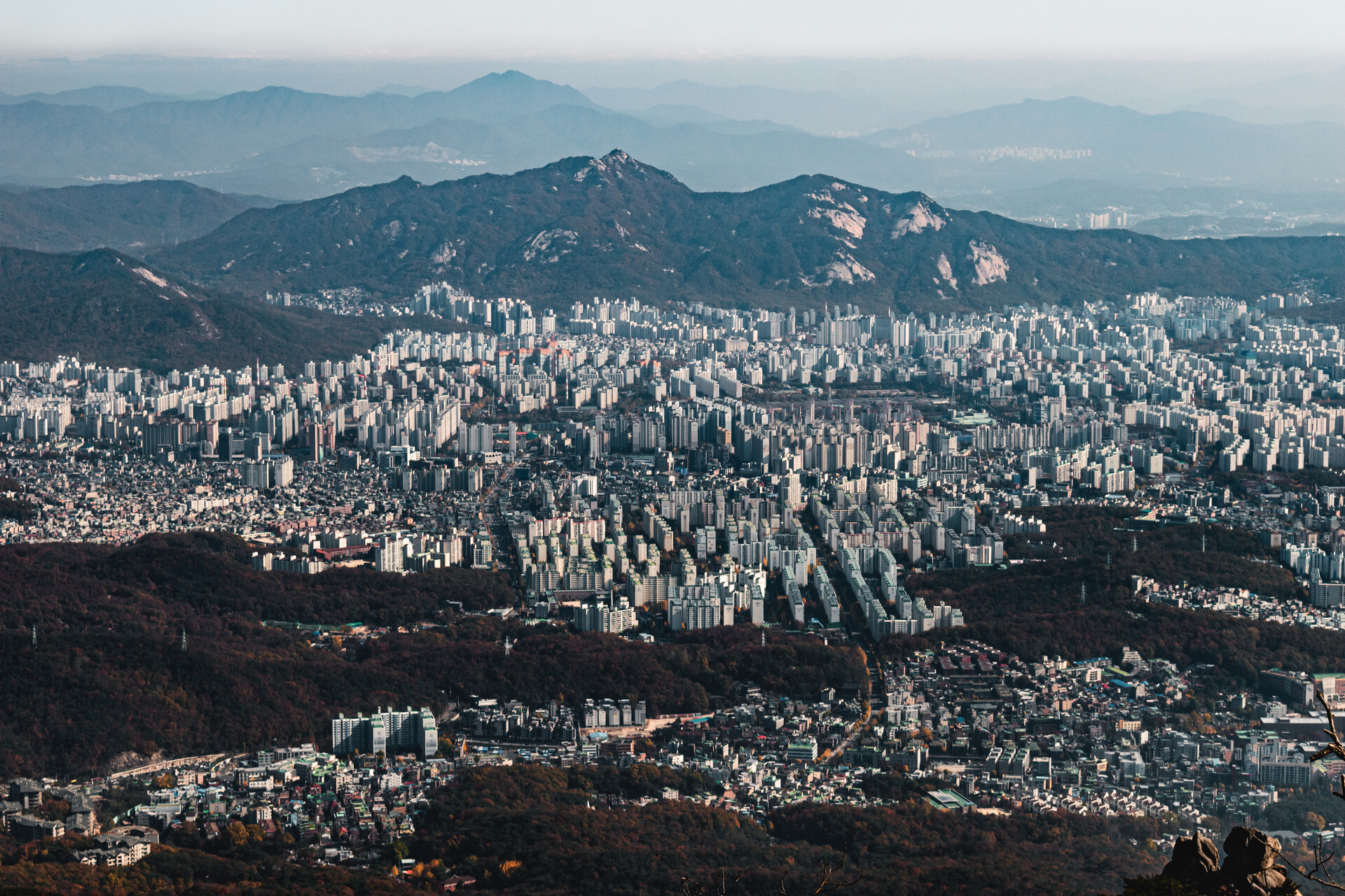 A part of Seoul from the Bukhansan mountain. What a view! And what a hike. (800+ meters)